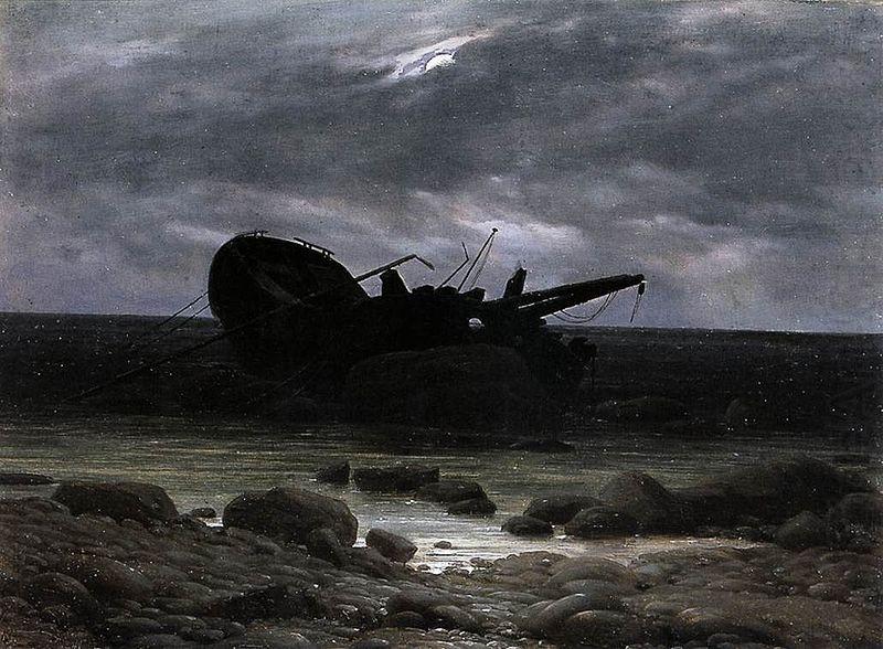 Wreck in the Moonlight, Caspar David Friedrich